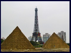 Eiffel Tower and Pyramids of Giza, Egypt, Windows of the World 